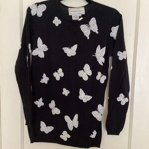 ADRIENNE VITTADINI Long Black Beaded Dressy Sweater, Sz S